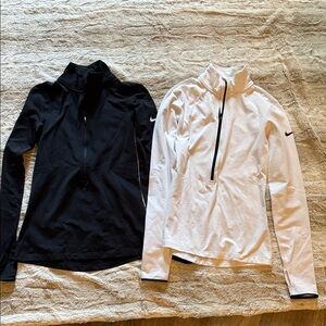 Nike Black and White Quarter-Zip Tops
